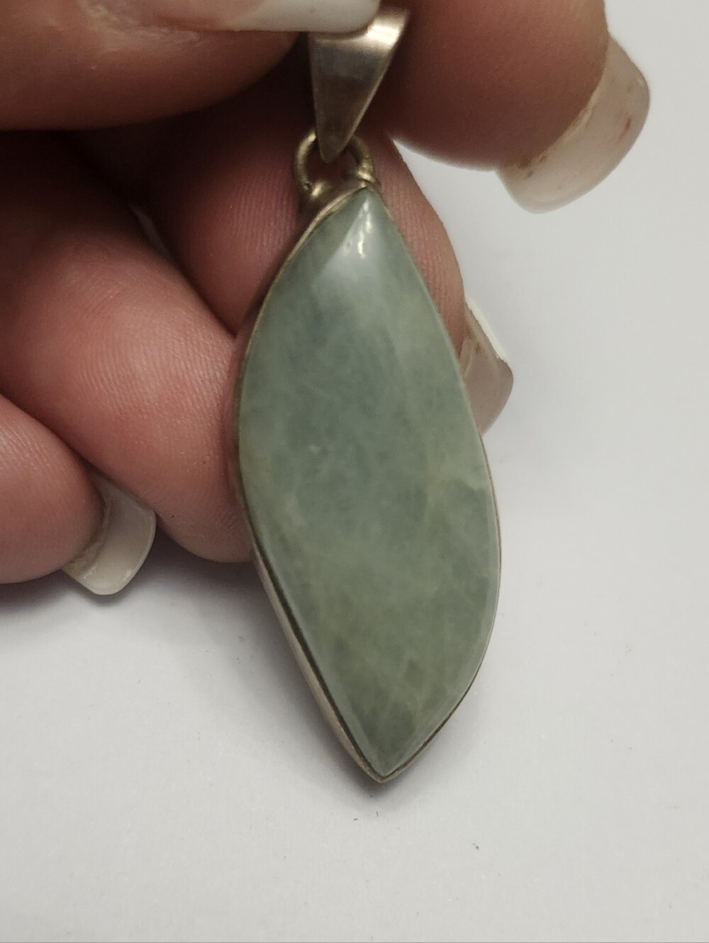 Aquamarine Green Teardrop Pendant Necklace - 925 Silver